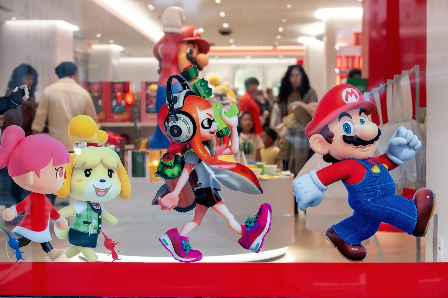 Decals of animated characters on the window of the Nintendo store in San Francisco, California, US, on Tuesday, Nov. 11, 2025. The US Census Bureau is scheduled to release retail sales figures on November 14. Photographer: David Paul Morris/Bloomberg via Getty Images
