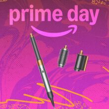 dyson airwrap on pink prime day background