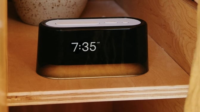 loftie alarm clock on nightstand