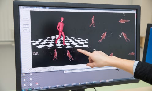 a sports scientist conducts gait analysis at a laboratory in germany