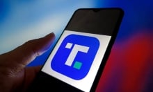 truth social logo on a phone