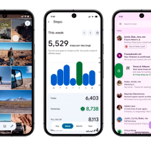 screenshots of phones showing android 16's new look