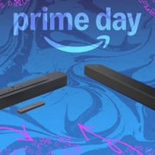 JBL and Sony soundbars on Prime Day background