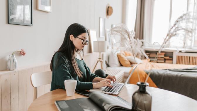 Girl working at desk