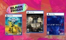 helldivers II, clair obscur, and silent hill f on pink background