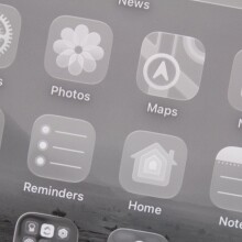 close-up of liquid glass on iphone display in ios 26 beta
