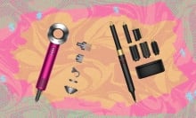 Dyson hair tools on gradient background