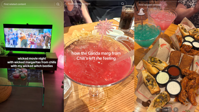 screenshots of chilis margaritas on tiktok