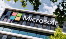 microsoft logo on a building