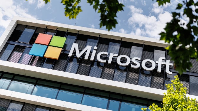 microsoft logo on a building