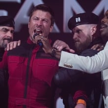 Glen Powell, left, and Colman Domingo star in Paramount Pictures' "The Running Man."