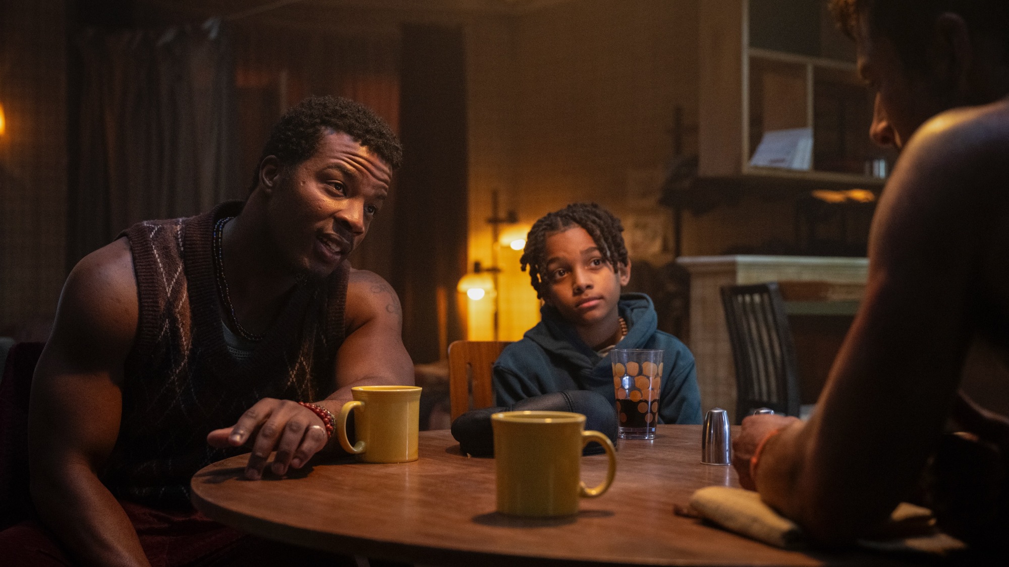 Daniel Ezra, left, and Angelo Giorgio Gray play brothers in "The Running Man."