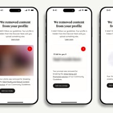 screenshots of hinge message about content removal