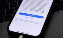 an iphone with the update ios screen showing