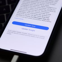 an iphone with the update ios screen showing