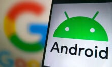 Android logo on phone screen