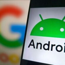 Android logo on phone screen