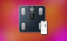 the eufy smart scale c20 on a pink background