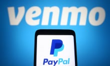 the paypal logo on a phone in front of the venmo logo