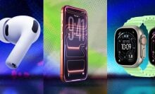 Side by side of Airpods Pro 3, iPhone 17 Pro, and Apple Watch Ultra 3