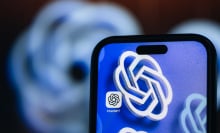 A phone home screen shows the ChatGPT app. It's background is the ChatGPT logo.