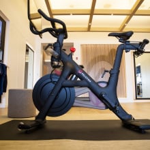 a peloton bike in a showroom