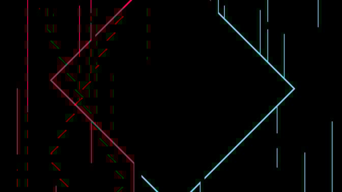 A shape in the TikTok colours, appearing to fall.