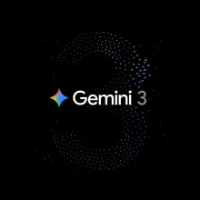 Google Gemini 3 logo on a black background.