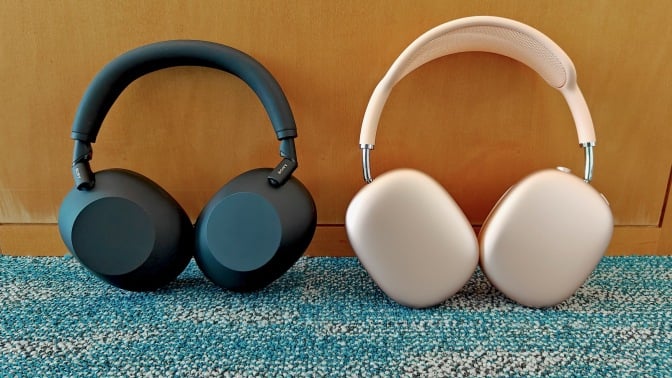 sony xm6 headphones next to apple airpods max
