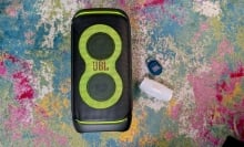 jbl charge 6, jbl clip 5, and jbl partybox stage 320 speakers