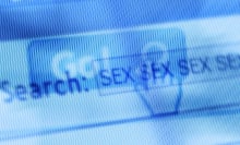 blurry pixelated close-up of browser bar that reads 'sex'