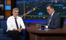 Stephen Colbert and Joaquin Phoenix on "The Late Show"