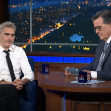 Stephen Colbert and Joaquin Phoenix on "The Late Show"