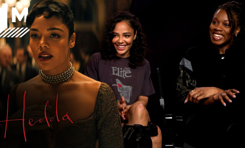 Tessa Thompson and Nia DaCosta during the junket for "Hedda"