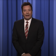 Jimmy Fallon delivers monologue on "The Tonight Show"
