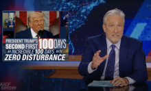 Jon Stewart presents a segment on Trump on 'The Daily Show'
