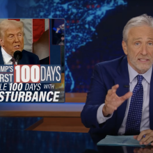 Jon Stewart presents a segment on Trump on 'The Daily Show'
