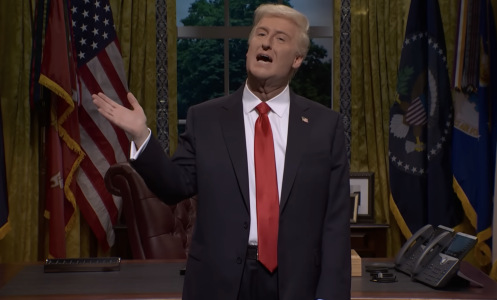 Man in Donald Trump costume