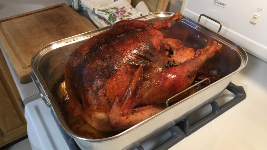 Roast turkey with crispy dark skin