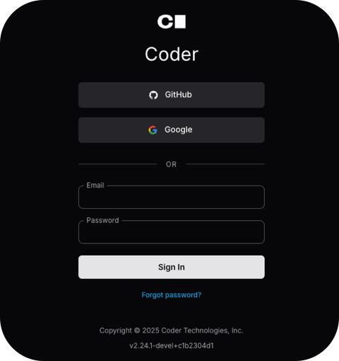 Log in to your Coder deployment